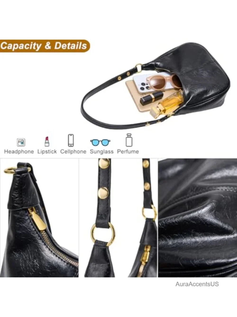 Retro Crescent Hobo Shoulder Bag Small Crossbody Purse Faux Leather